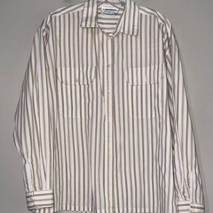 Vintage Separate Issue Brown and White Striped Casual Shirt